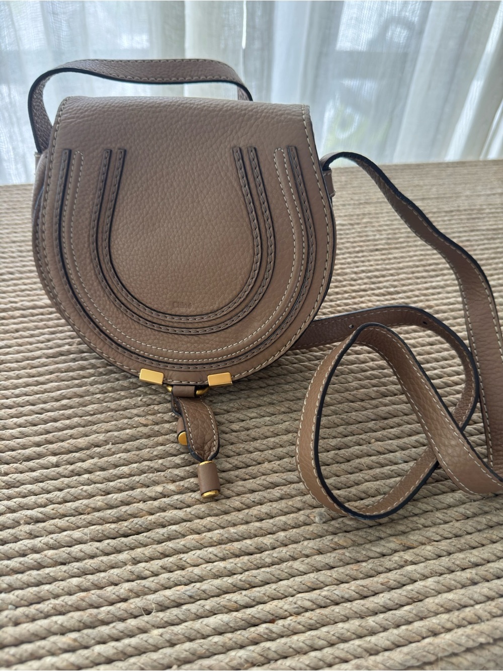 Chloe Small Brown Leather Marcie Crossbody with Gold Hardware